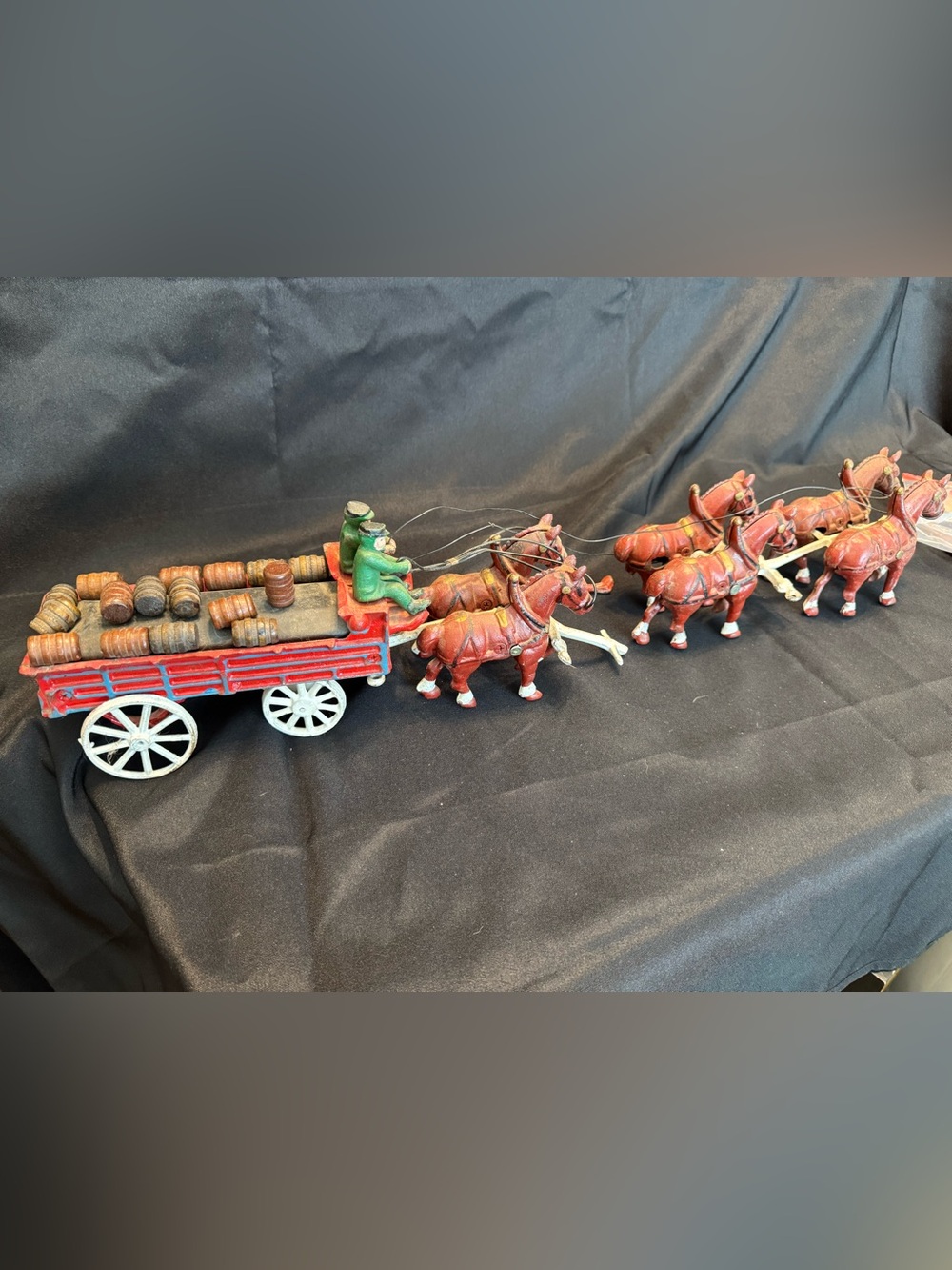 Cast iron draft horse beer wagon-